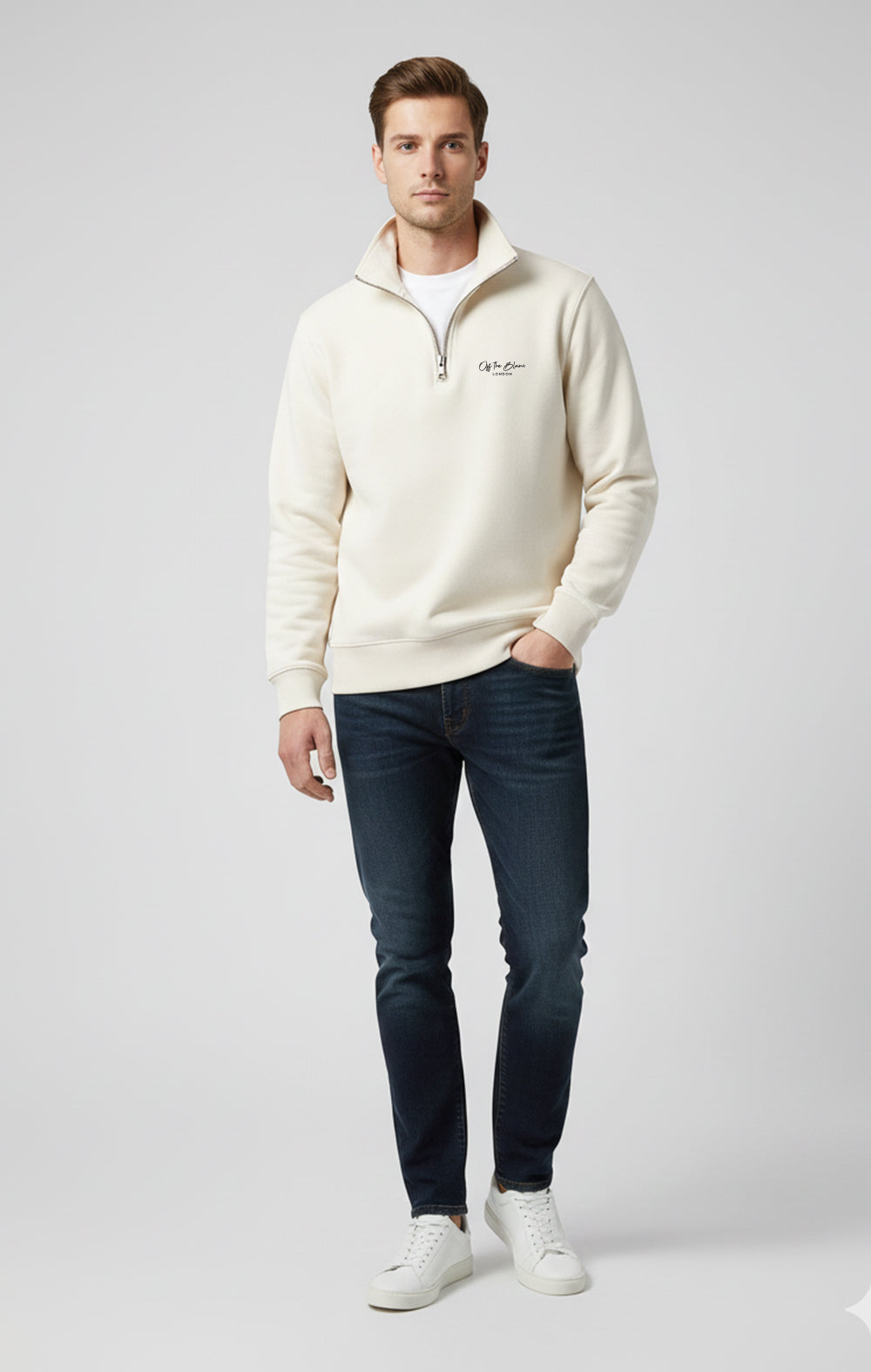 Ivory Half Zip Sweatshirt